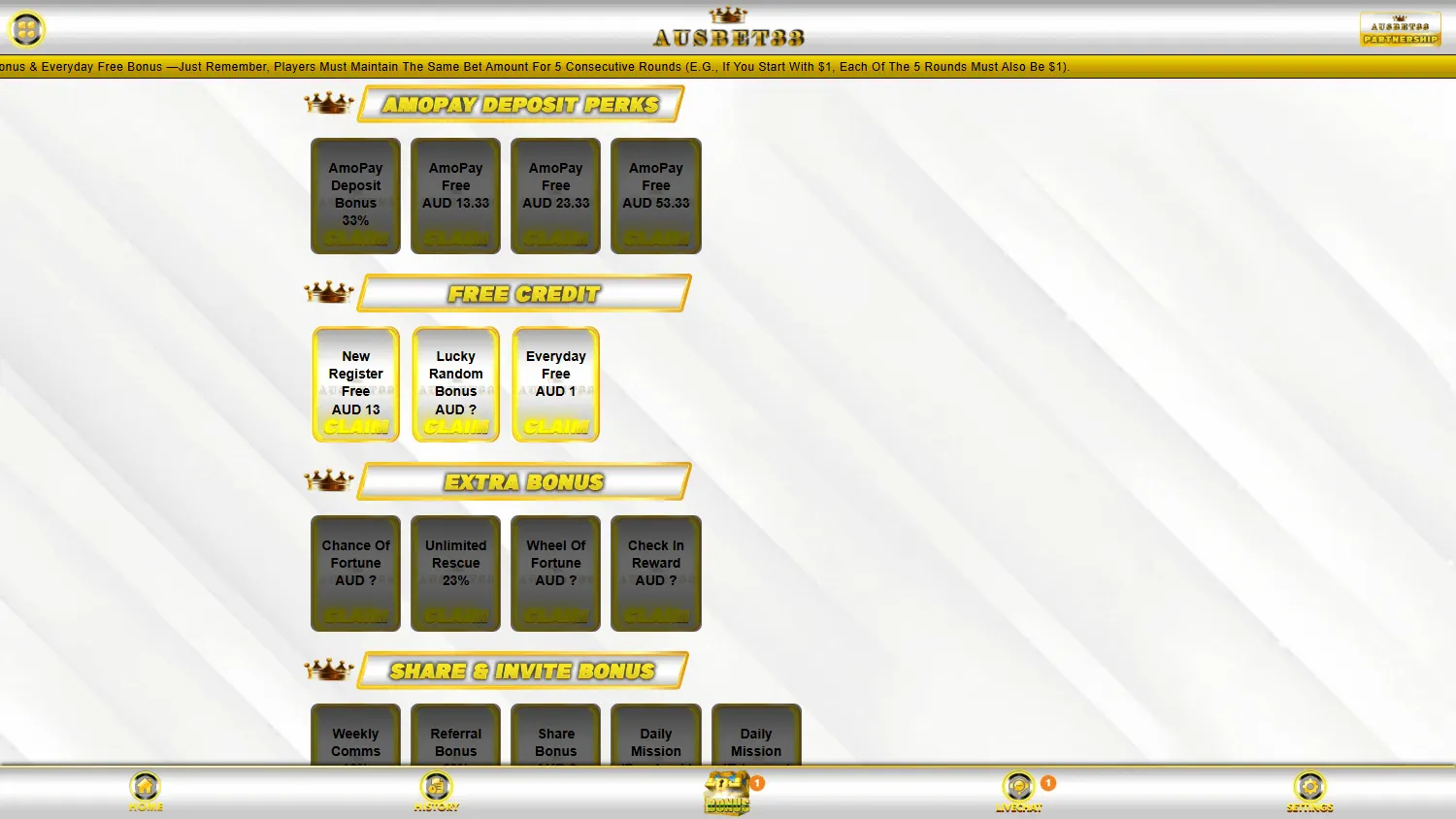 Ausbet33 Casino desktop promotions