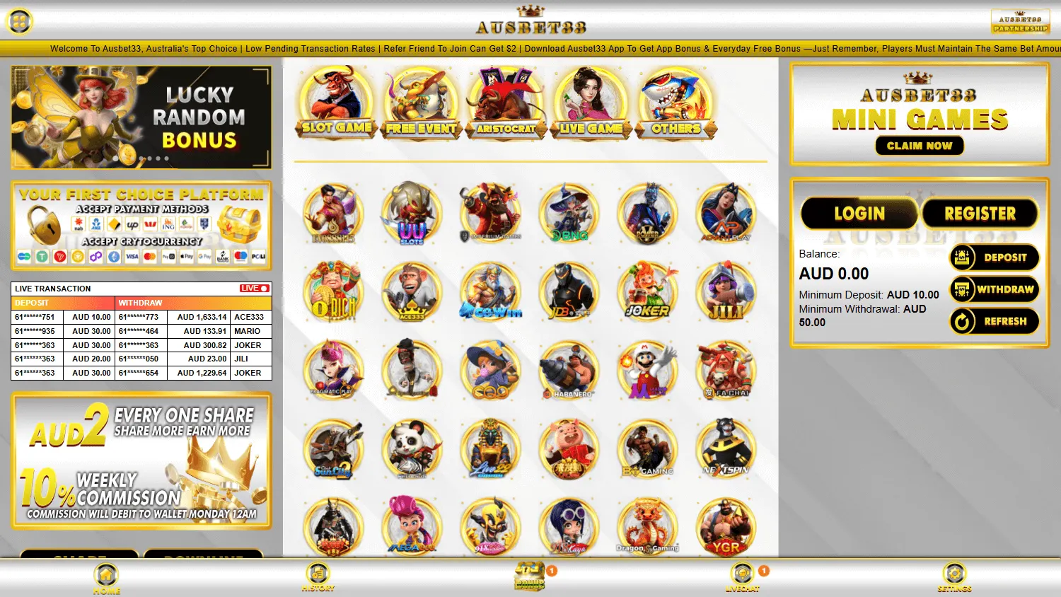 Ausbet33 Casino desktop home